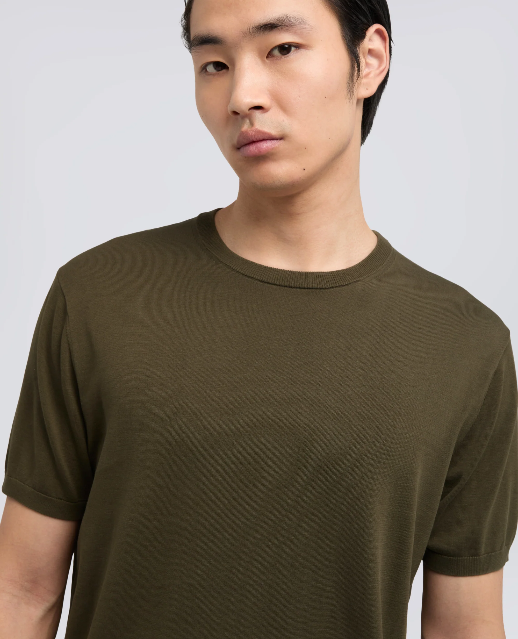 T-SHIRT GIROCOLLO IN COTONE - MILITARE - Image 4