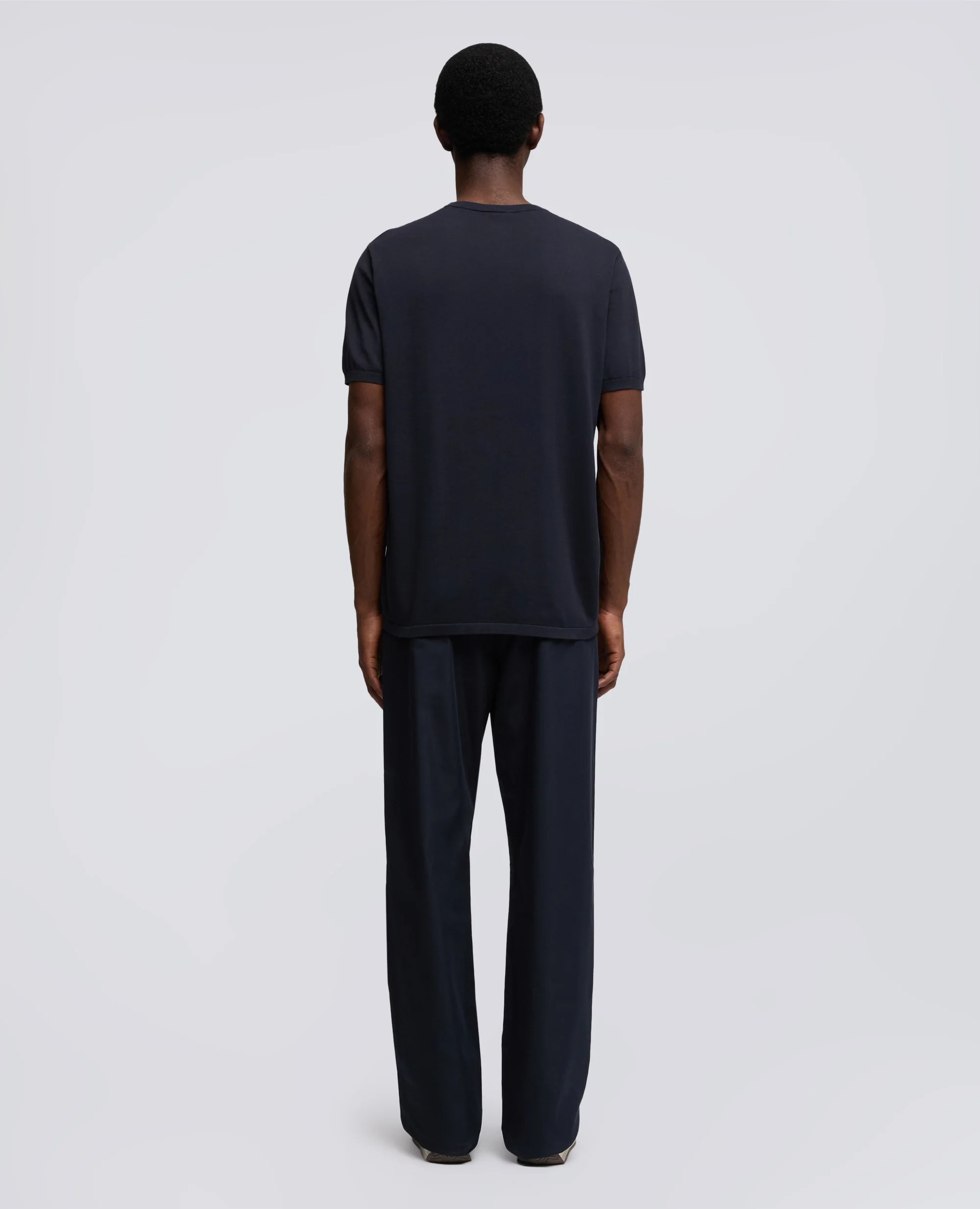 T-SHIRT GIROCOLLO IN COTONE - NAVY - Image 3