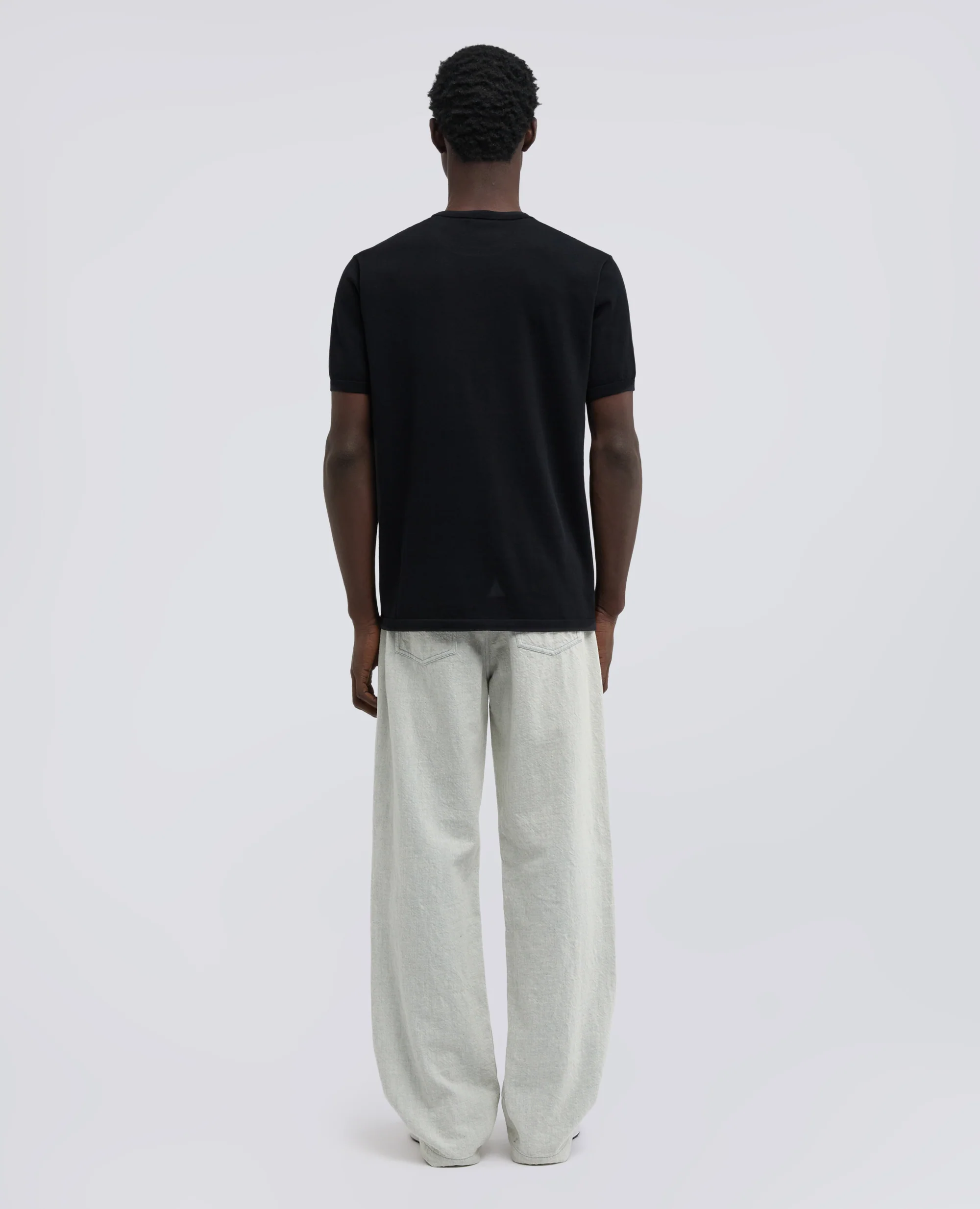 T-SHIRT GIROCOLLO IN COTONE - NERO - Image 3