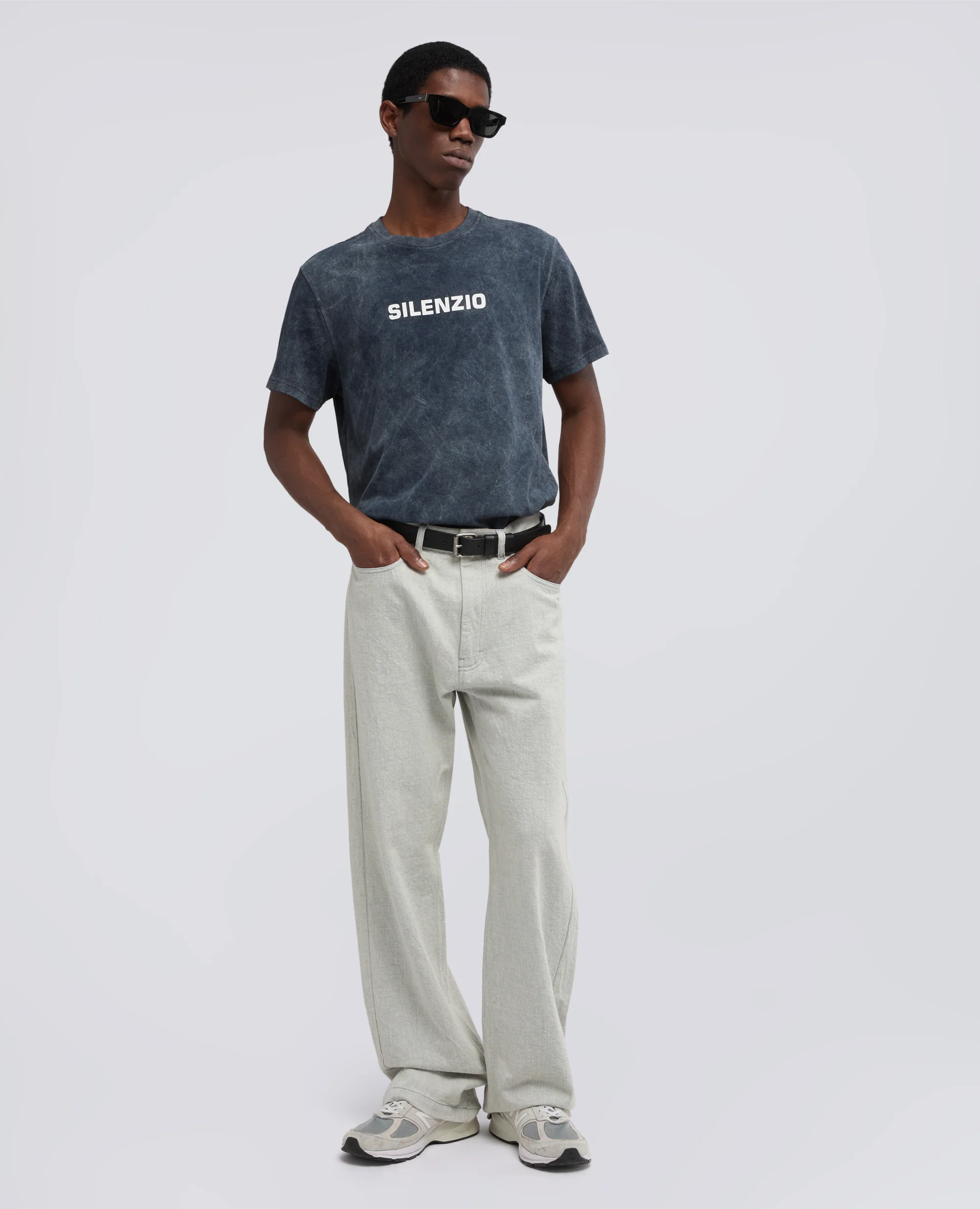 T-SHIRT "SILENZIO" IN JERSEY DI COTONE SHADY EFFECT - NAVY SHADY - Image 2