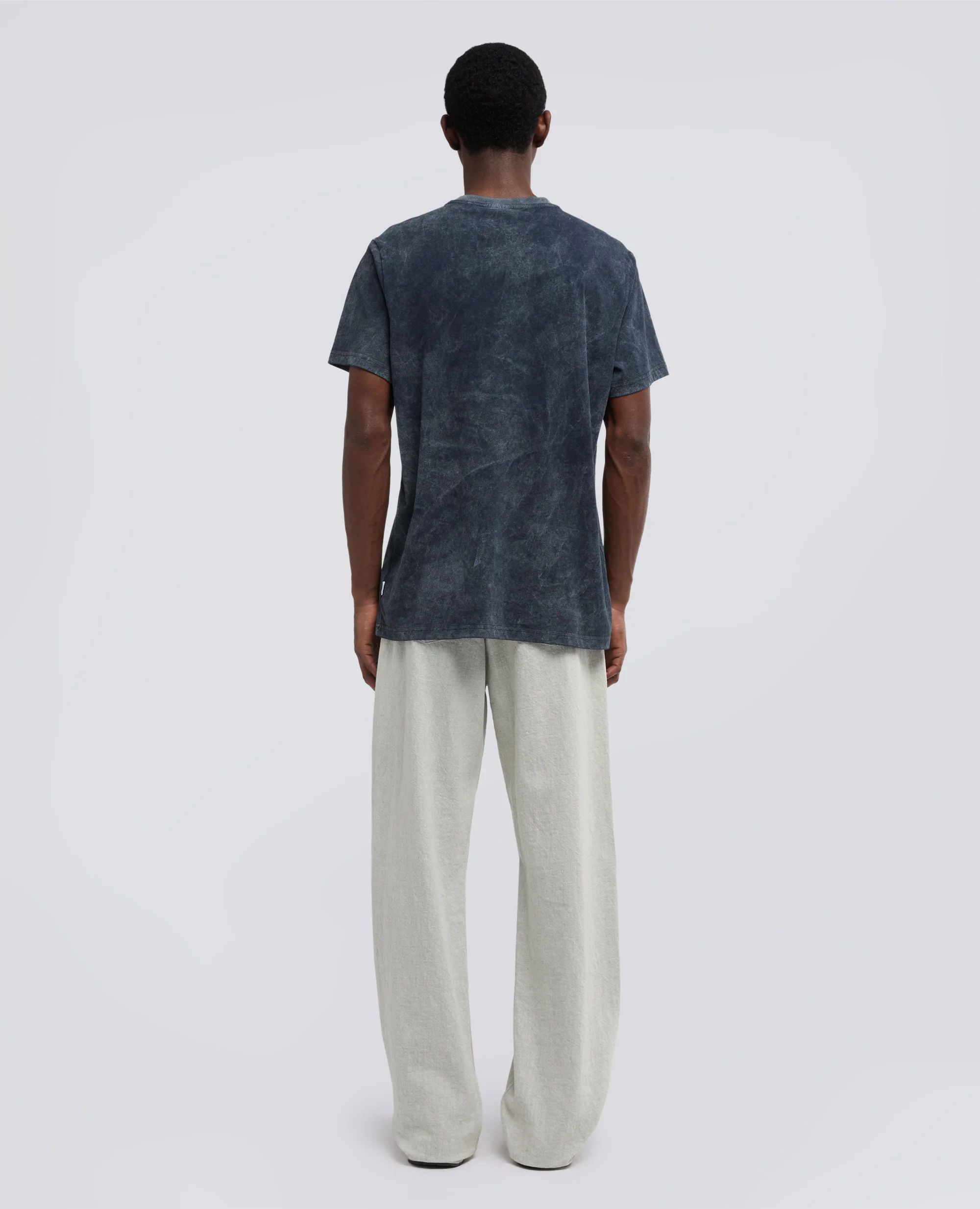 T-SHIRT "SILENZIO" IN JERSEY DI COTONE SHADY EFFECT - NAVY SHADY - Image 3