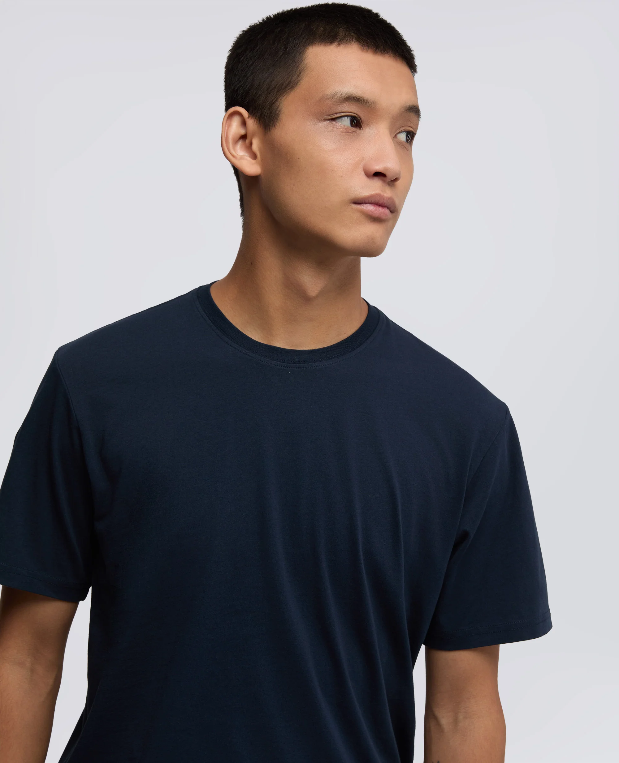 T-SHIRT IN JERSEY DI COTONE - NAVY - Image 4
