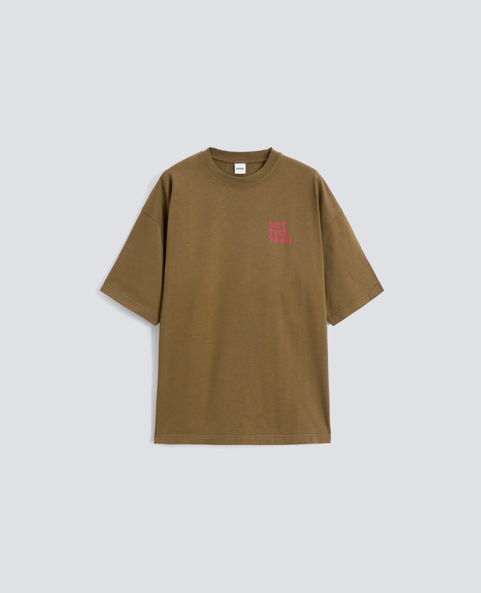 T-SHIRT "NOT THIS YEAR" IN JERSEY DI COTONE - MILITAR+SCRITTA ROSS