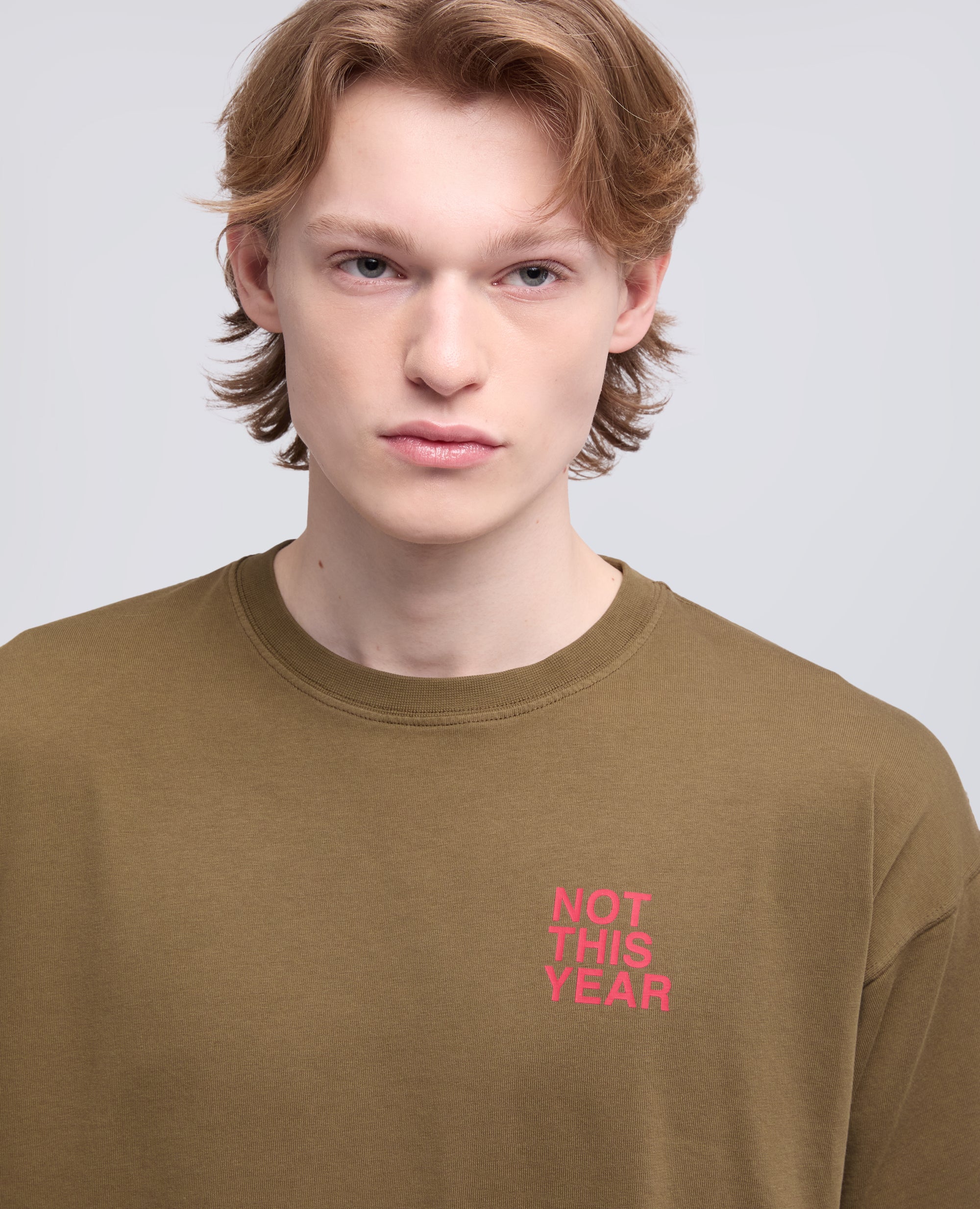 T-SHIRT "NOT THIS YEAR" IN JERSEY DI COTONE - MILITAR+SCRITTA ROSS - Image 4