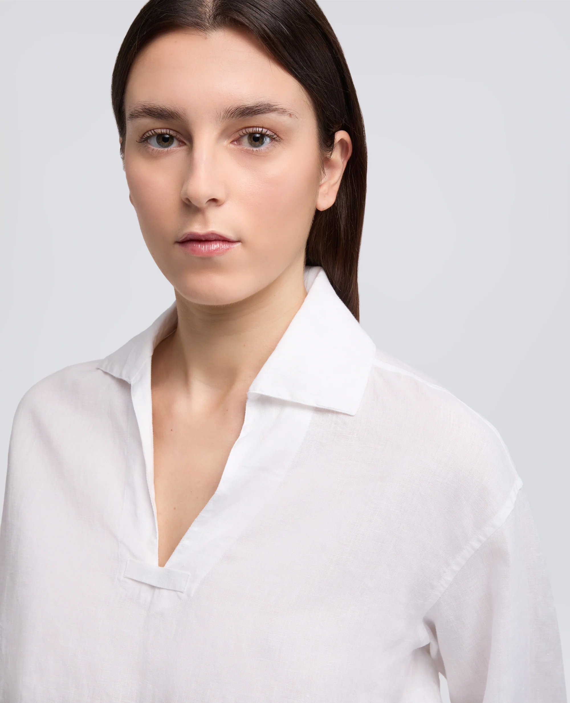 CAMICIA IN LINO LEGGERO TINTO CAPO - BIANCO - Image 4
