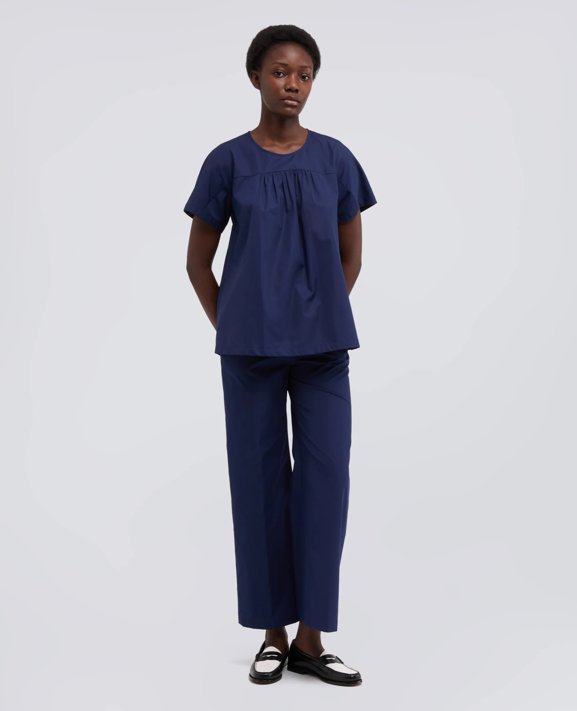 TOP IN POPELINE COTONE - BLUETTE - Image 2