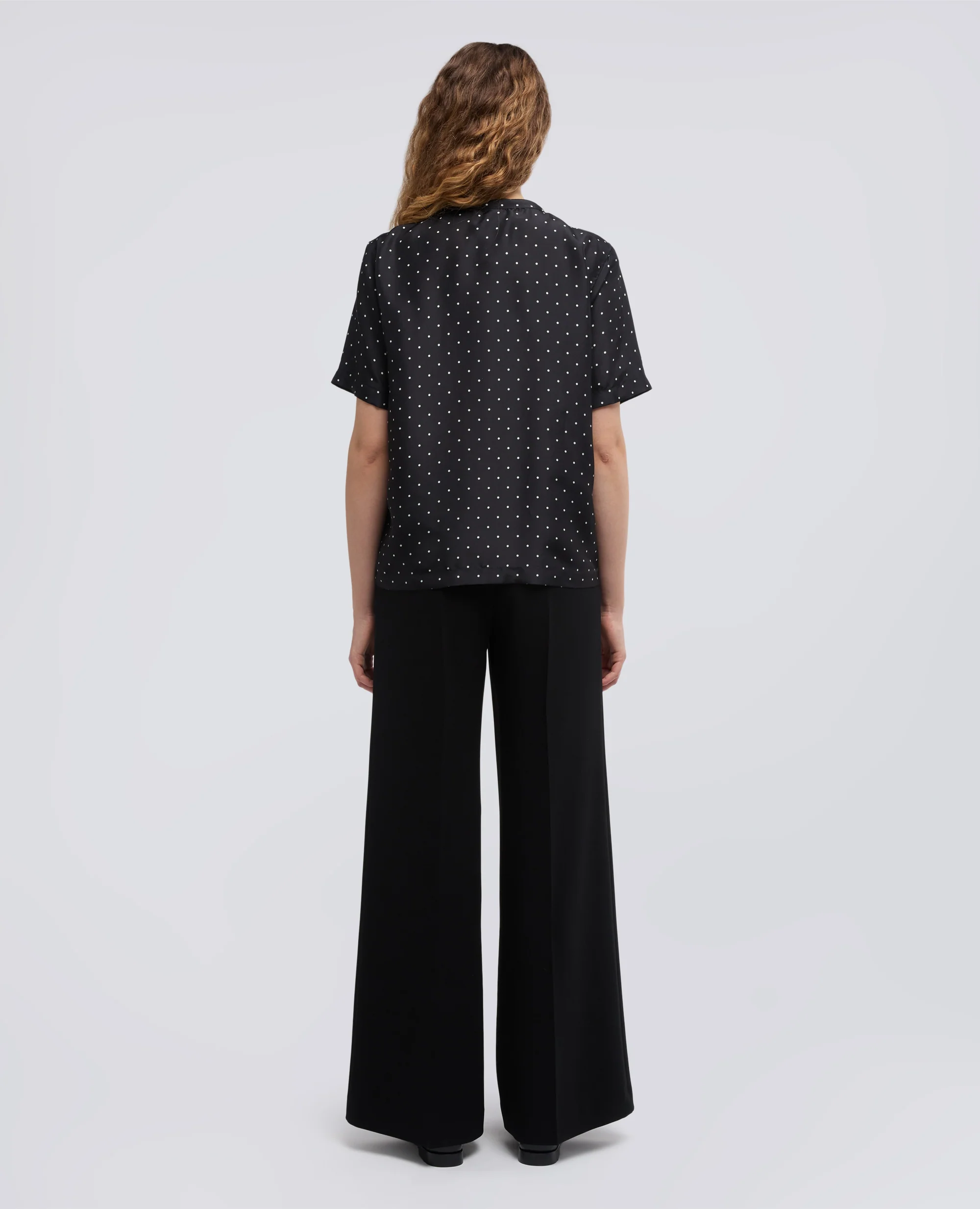 T-SHIRT IN HABUTAI DI SETA - POIS NERO - Image 3