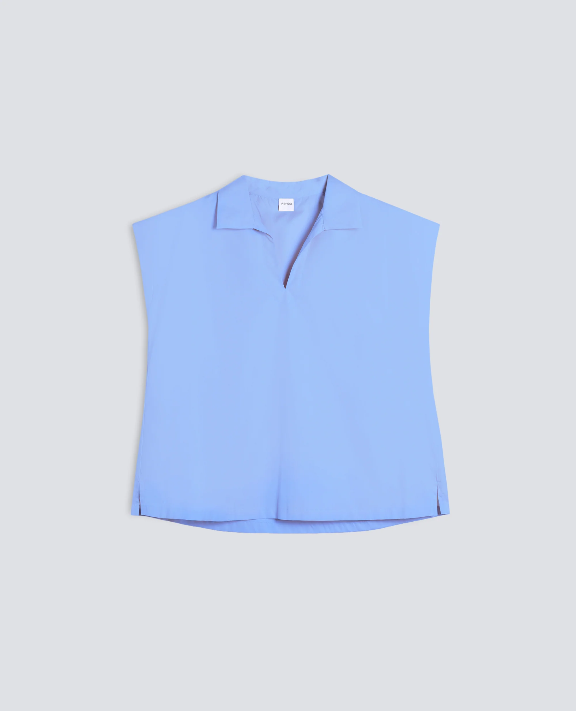 TOP IN POPELINE DI COTONE - AZZURRO