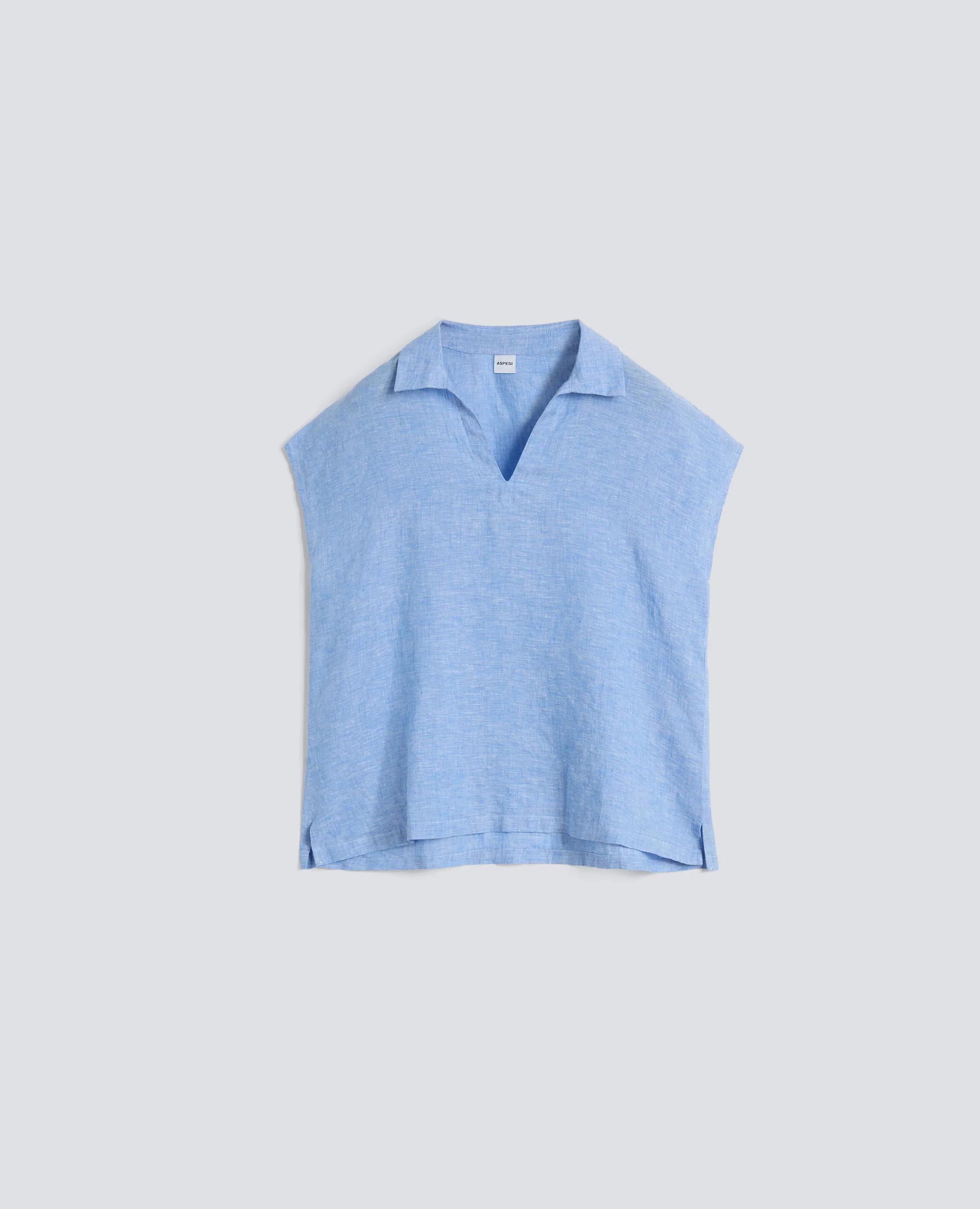 TOP IN LINO DELAVE - AZZURRO