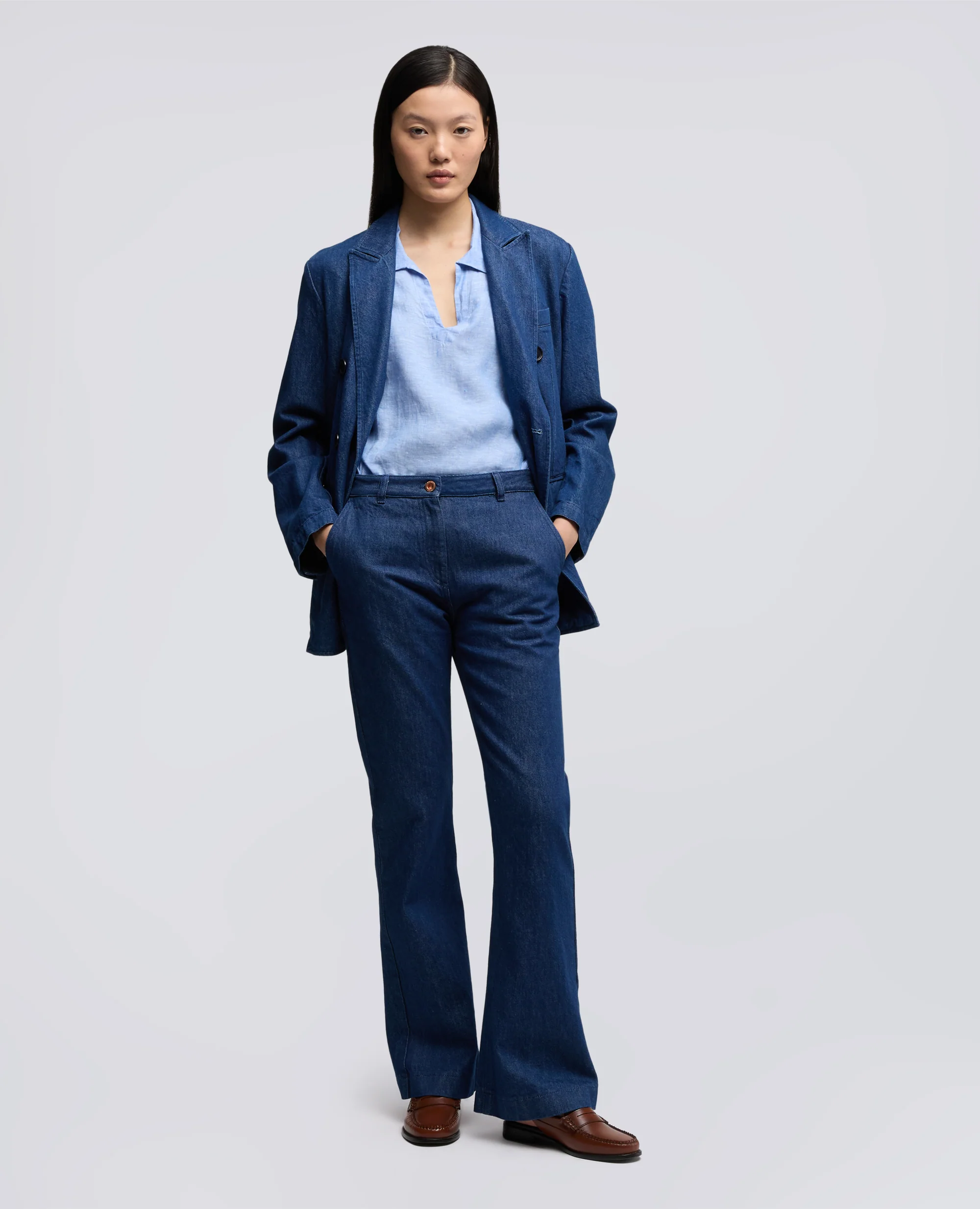 TOP IN LINO DELAVE - AZZURRO - Image 2