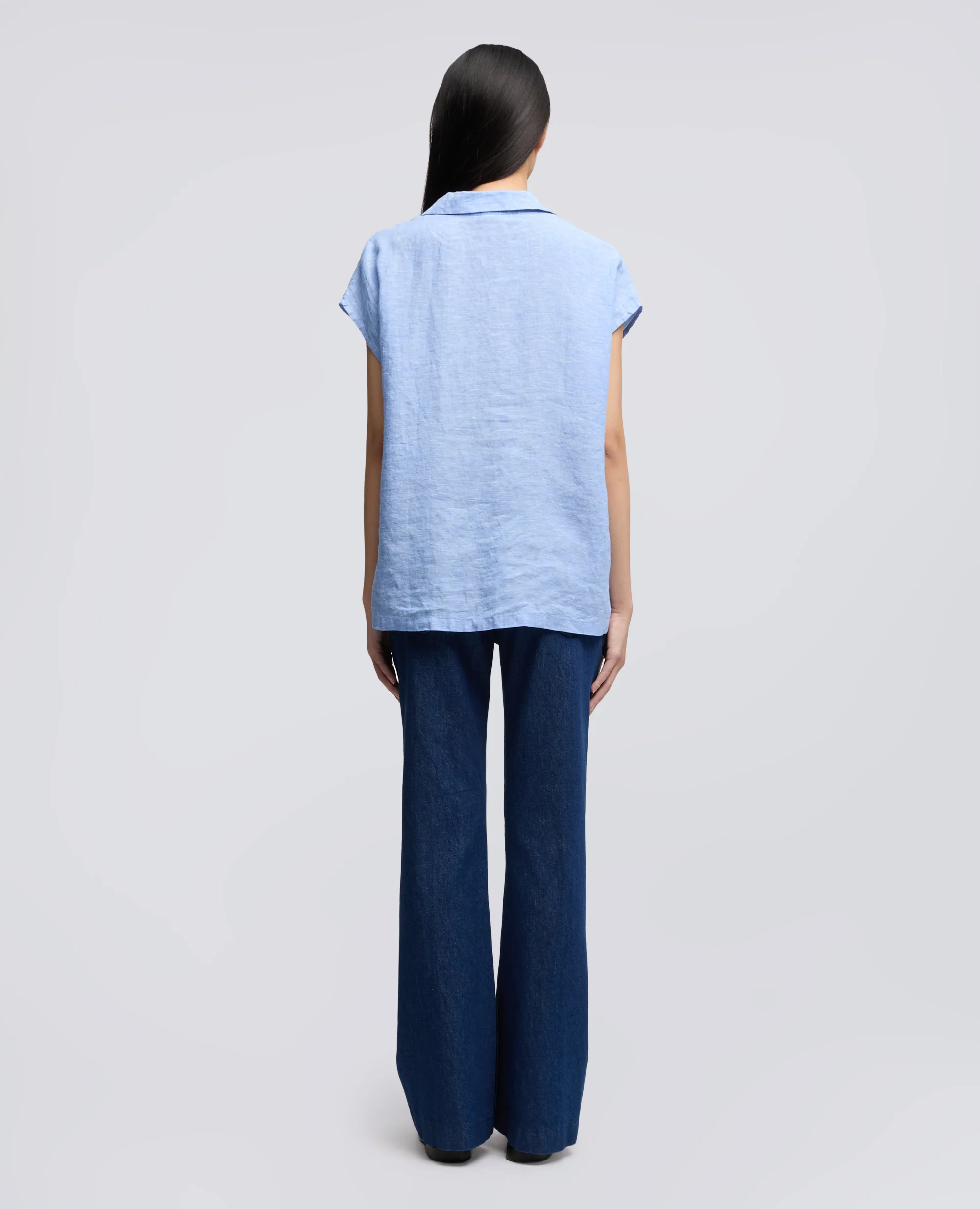 TOP IN LINO DELAVE - AZZURRO - Image 3